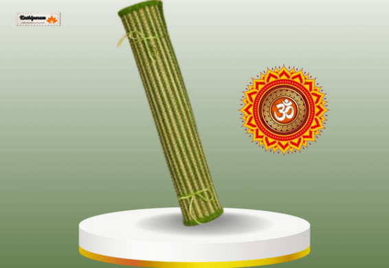 Green Kusha Grass & Wool Aasan for Puja, Meditation & Japa - Image 3